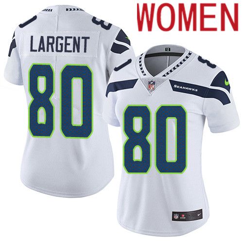 Women Seattle Seahawks #80 Steve Largent Nike White Vapor Limited NFL Jersey->women nfl jersey->Women Jersey